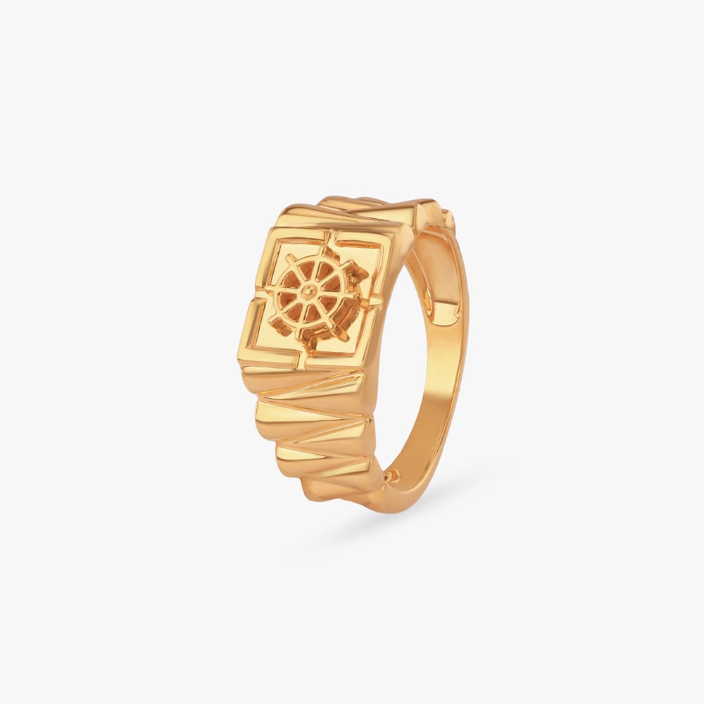 

Nautical Wheel Gold Ring For Men