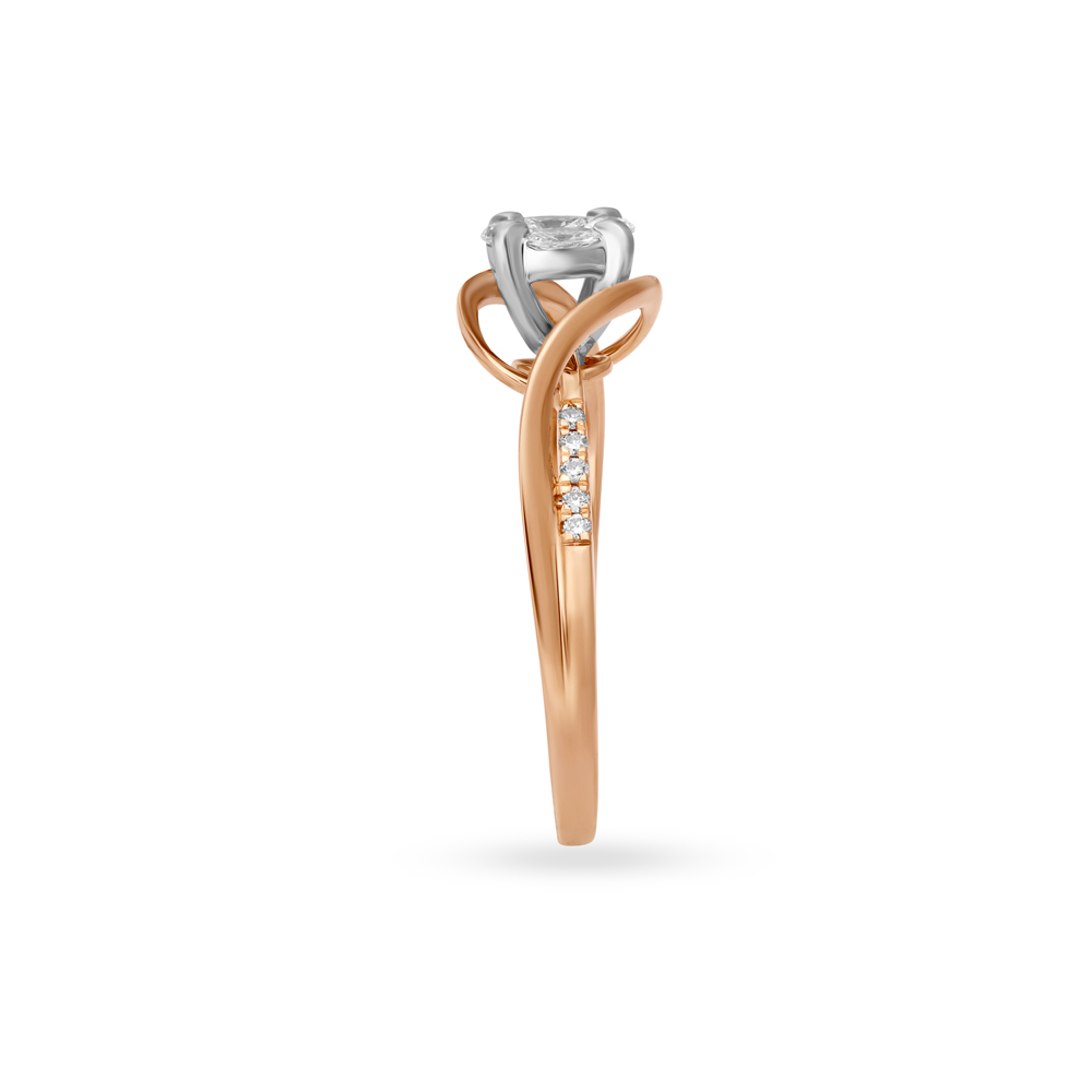 Elegant Floral Diamond Ring in White and Rose Gold,,hi-res image number null