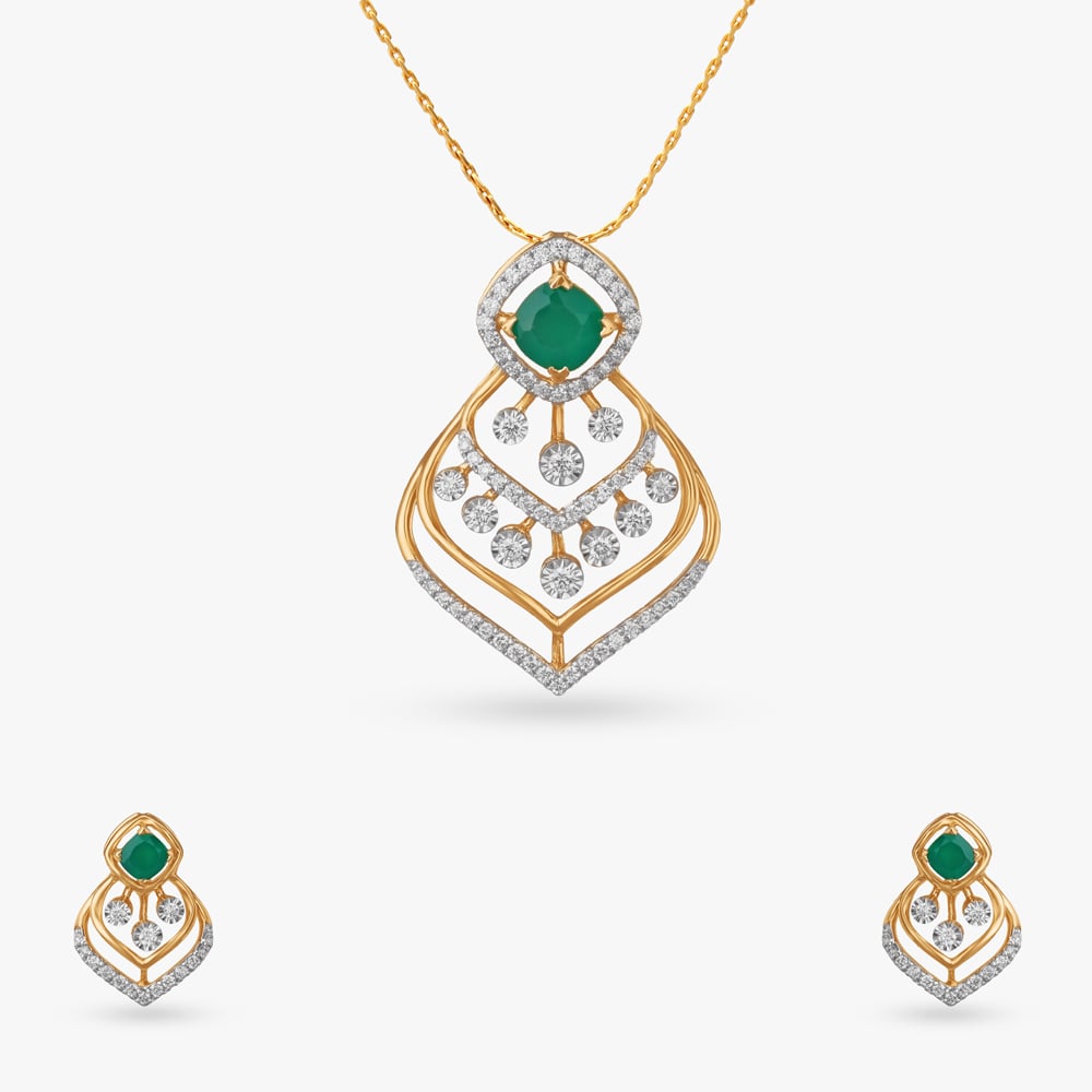 Celeste Emerald Pendant and Earrings Set,,hi-res image number null