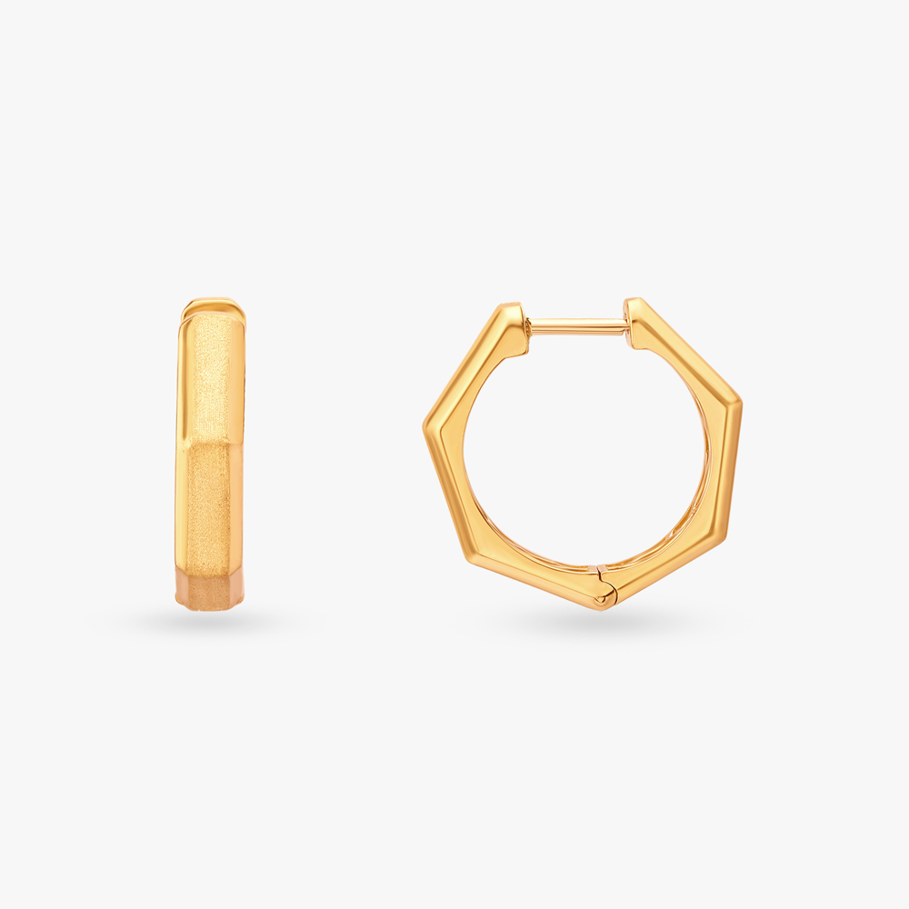 Octagon Gold Hoop Earrings,,hi-res image number null
