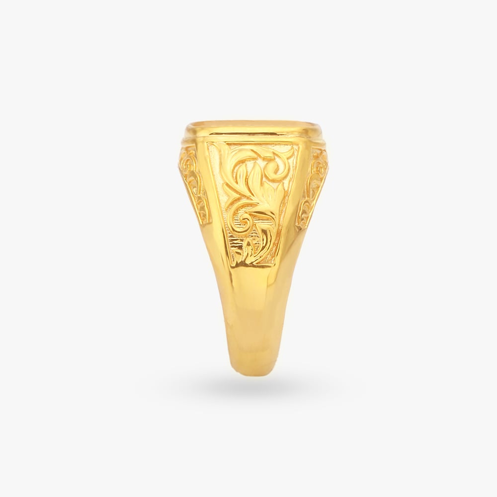 Engraved Gold Finger Ring for Men,,hi-res image number null