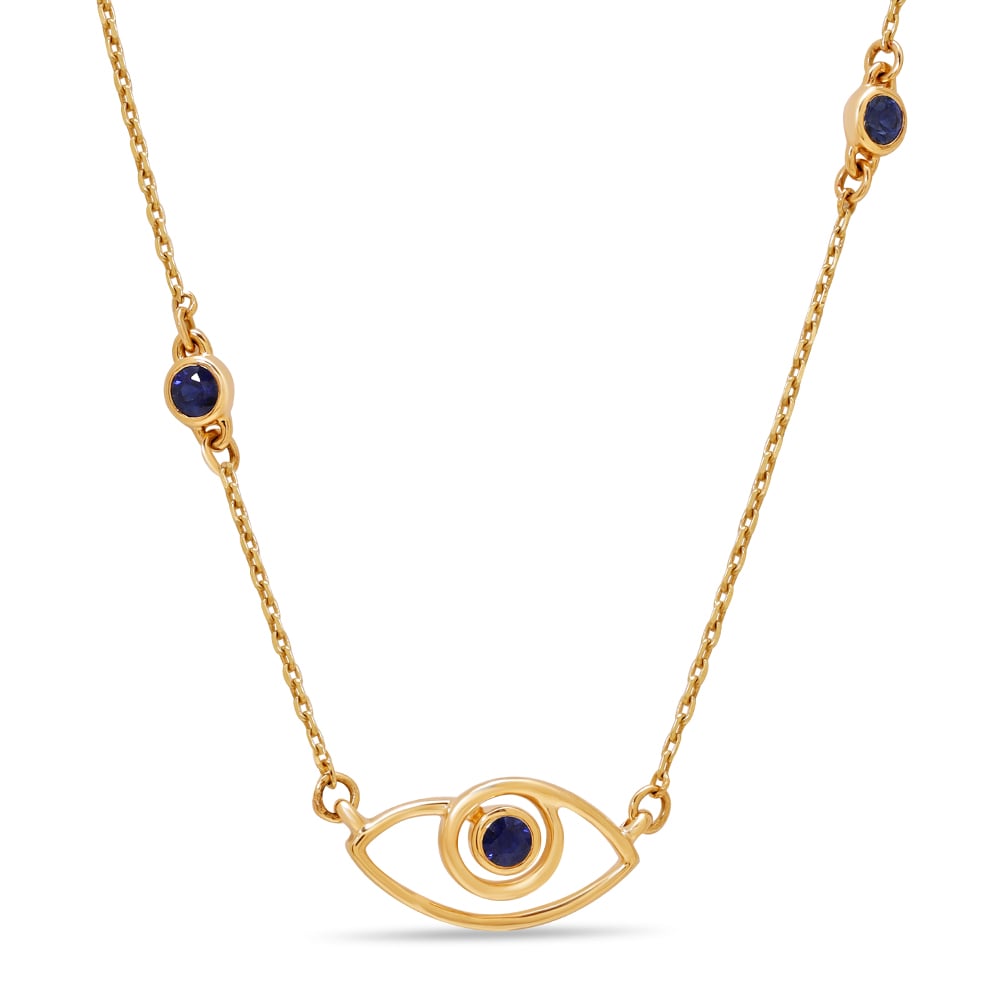 14KT Yellow Gold Minimalist Evil Eye Necklace,,hi-res image number null