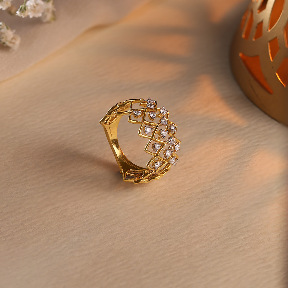 Zigzag Shine Gold & Diamond Ring,,hi-res image number null