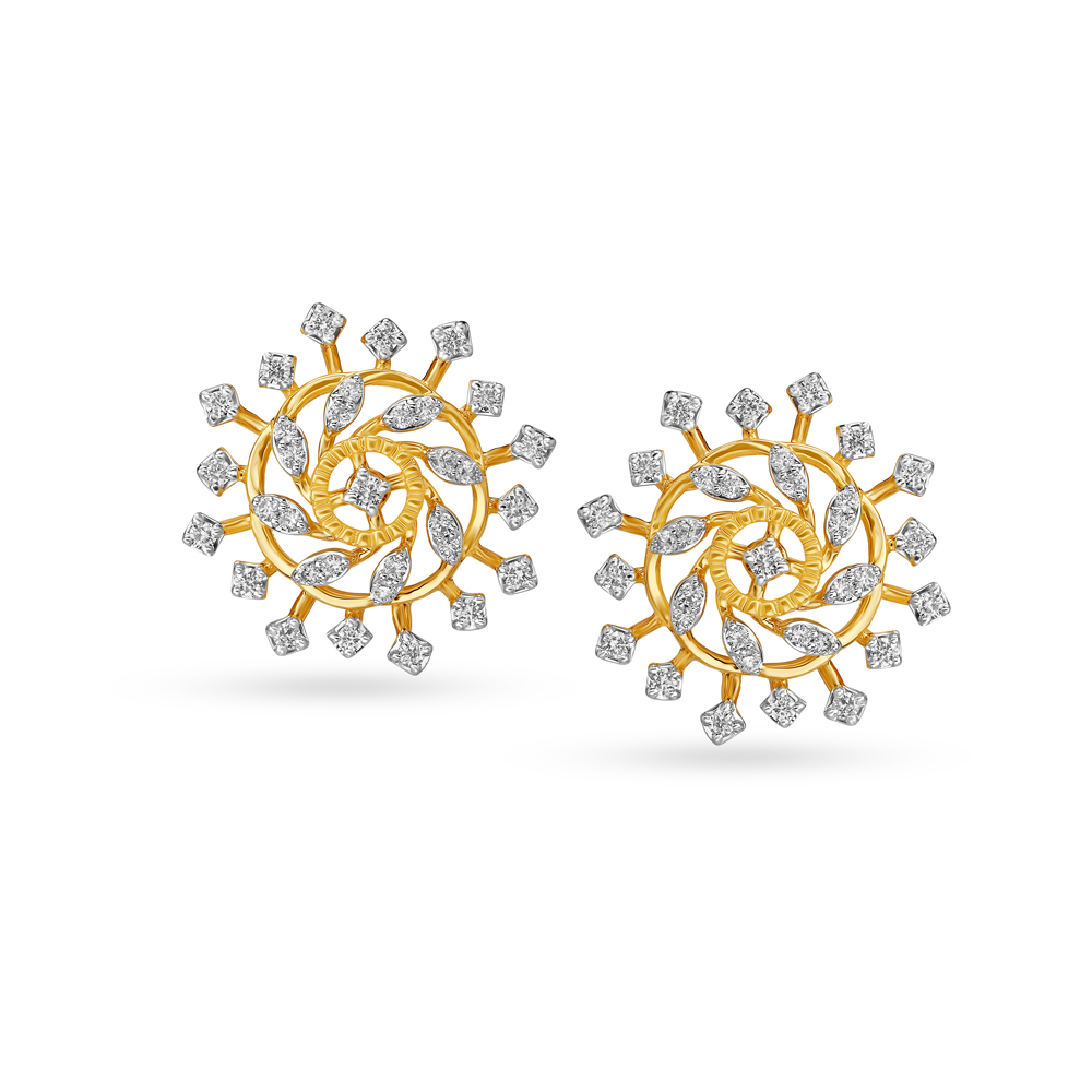 Floral Vine Diamond Stud Earrings