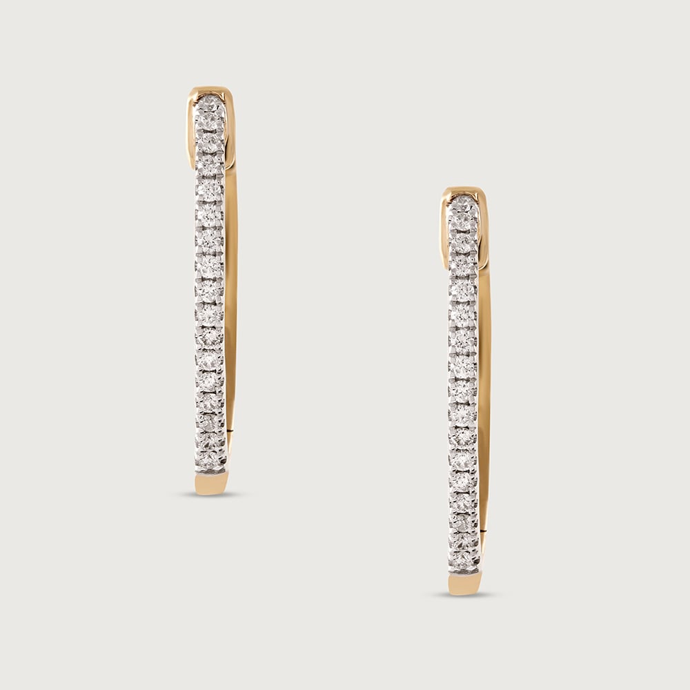 Edgy Luxe Gold & Diamond Hoop Earrings,,hi-res image number null