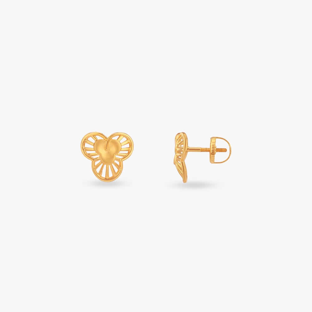 Triple Petal Gold Stud Earrings,,hi-res image number null