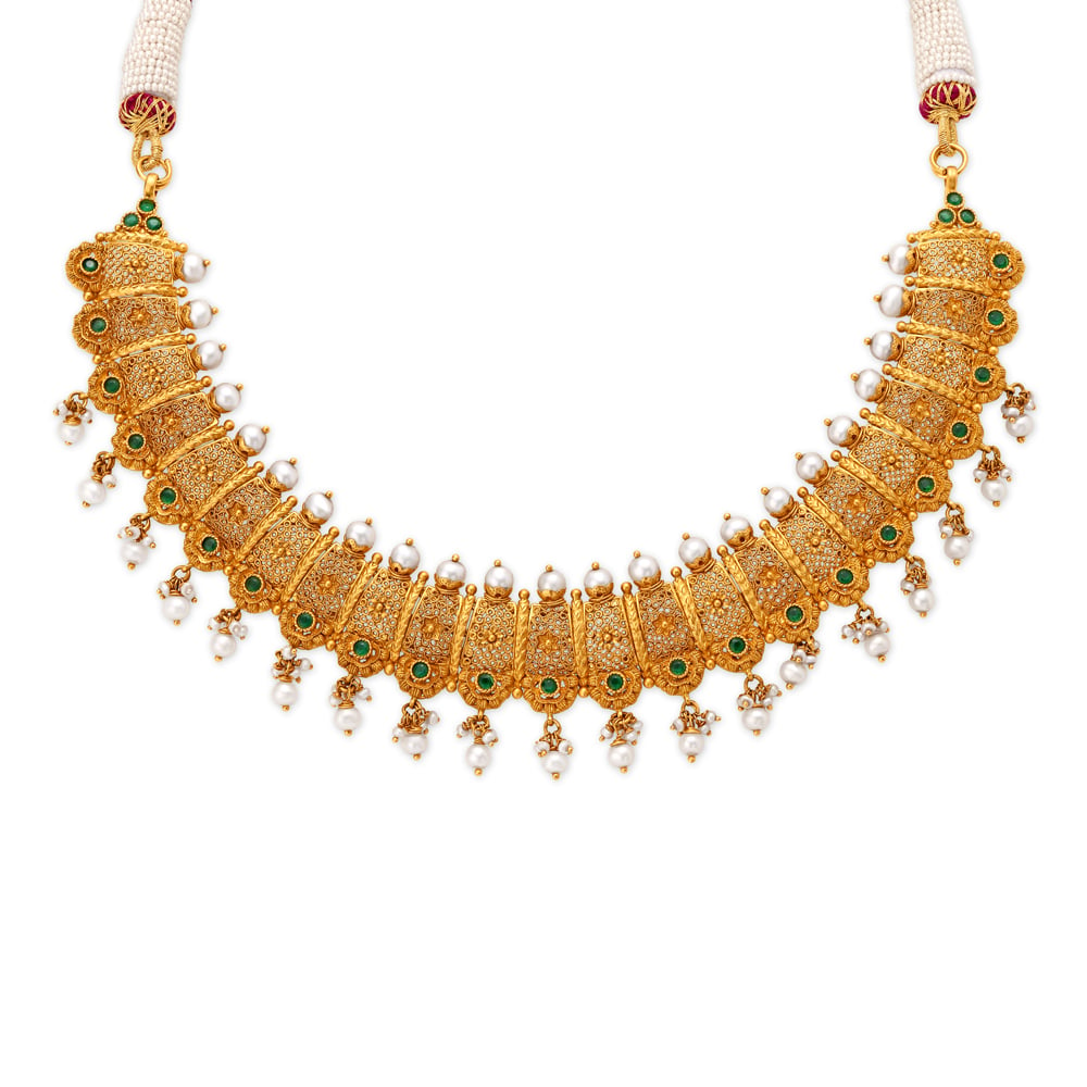 Embellished Filigree Gold Necklace