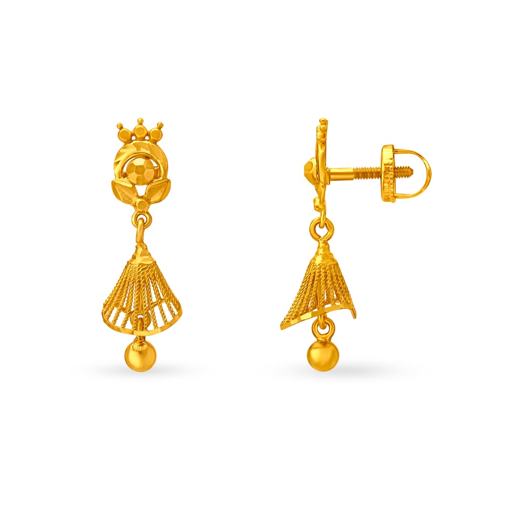 Bewitching Bell Motif Gold Jhumka Earrings,,hi-res image number null