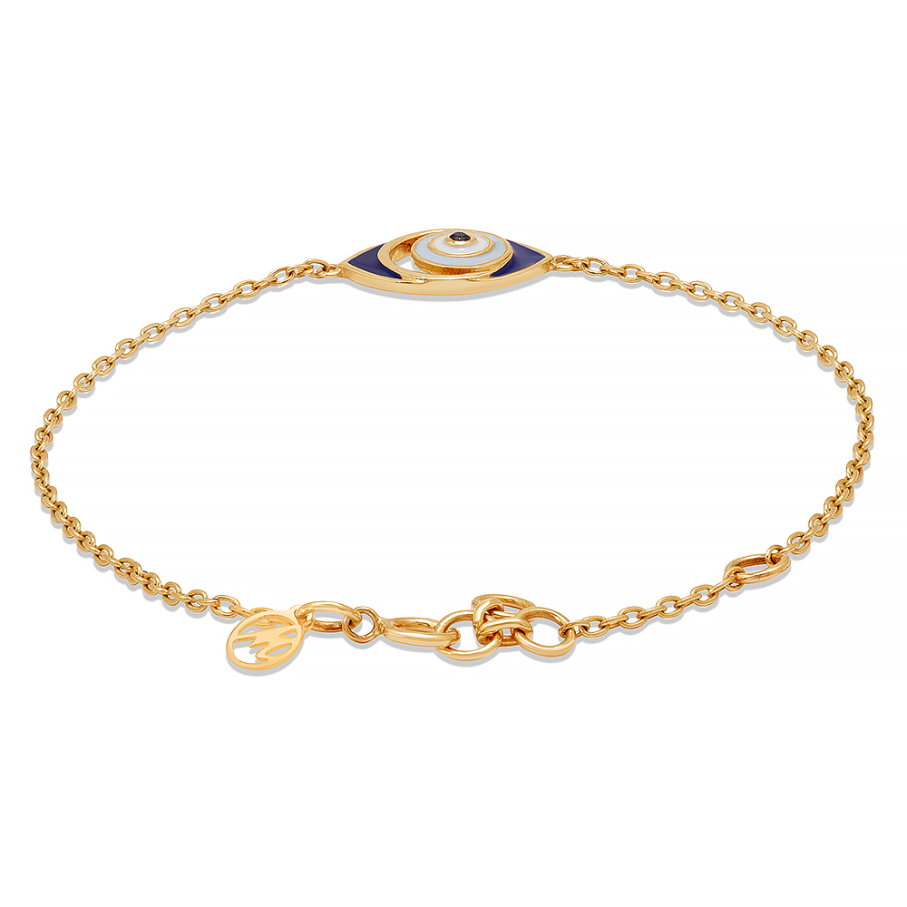 14KT Yellow White Gold Concentric Design Evil Eye Bracelet,,hi-res image number null