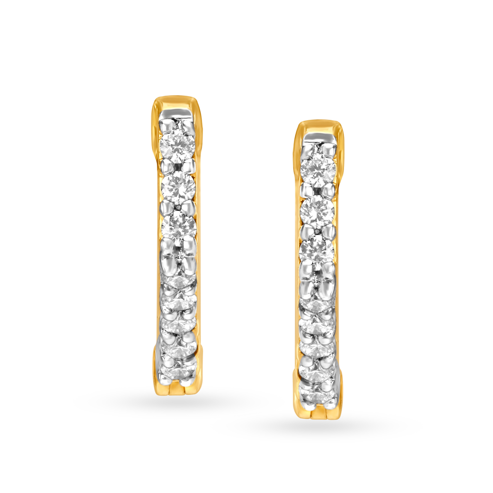 Graceful Slender Diamond Hoop Earrings