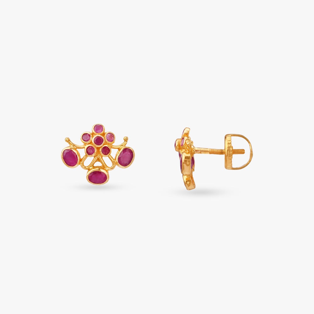 Whimsical Bloom Ruby Pendant and Earrings Set,,hi-res image number null