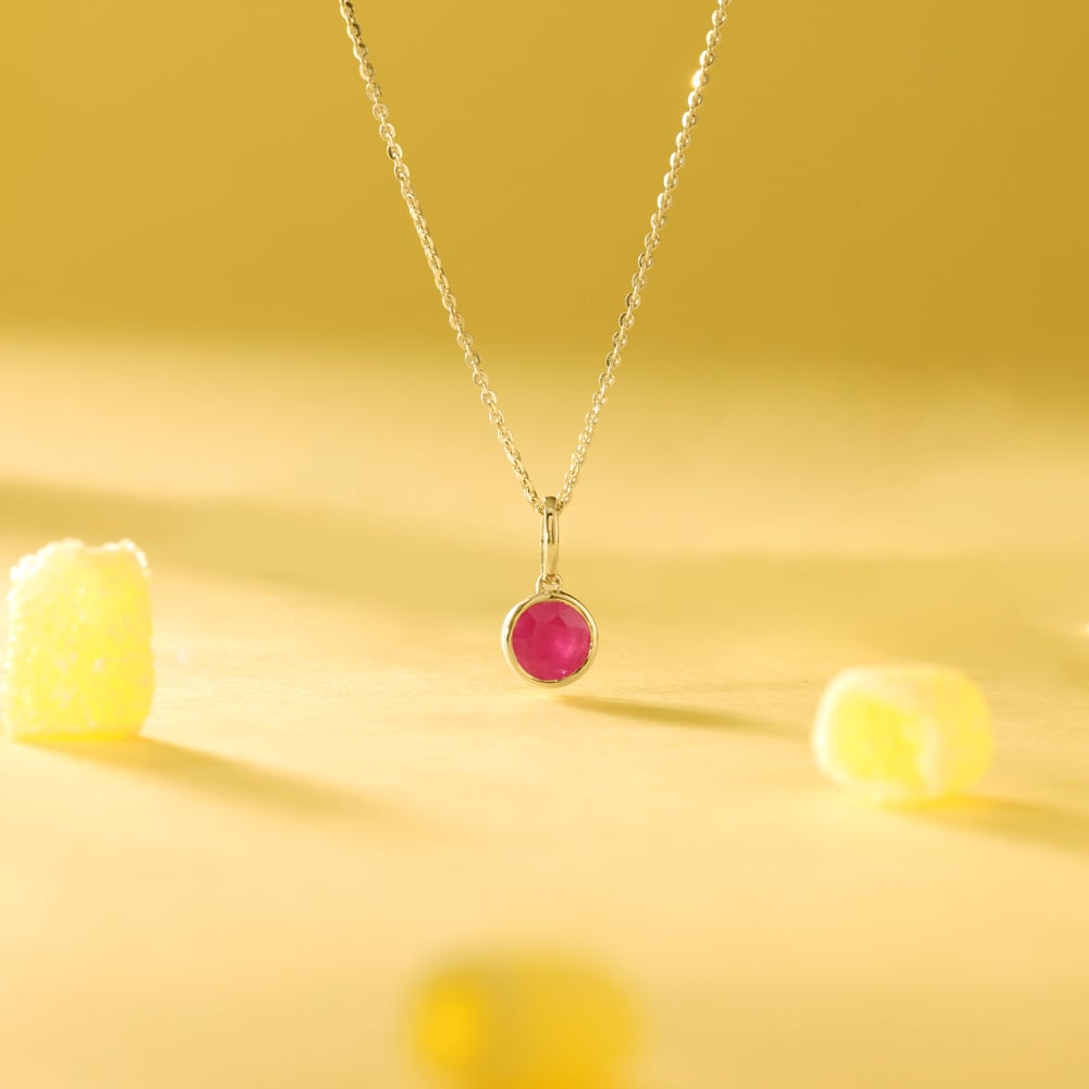 Structured Sleek Ruby Gold Pendant,,hi-res image number null