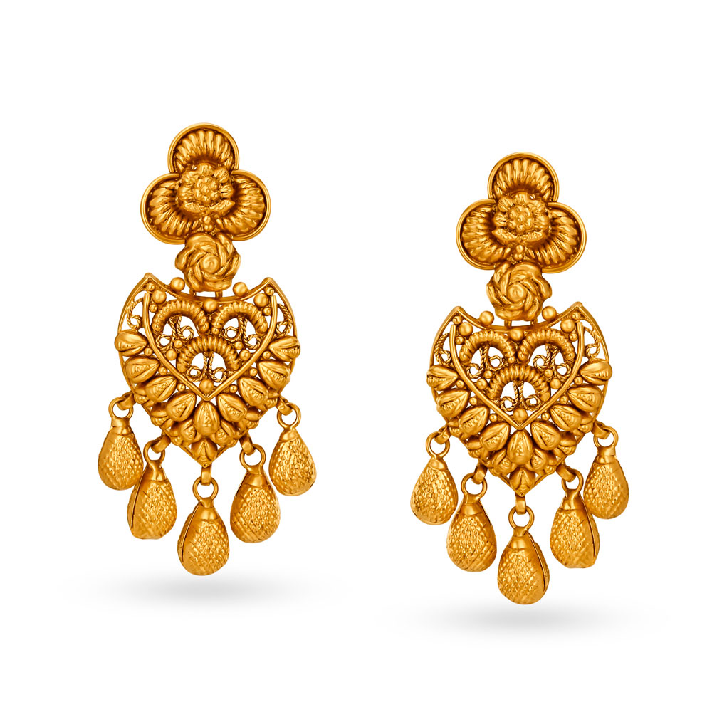Antediluvian 22 Karat Yellow Gold Scaled Necklace And Earrings Set,,hi-res image number null