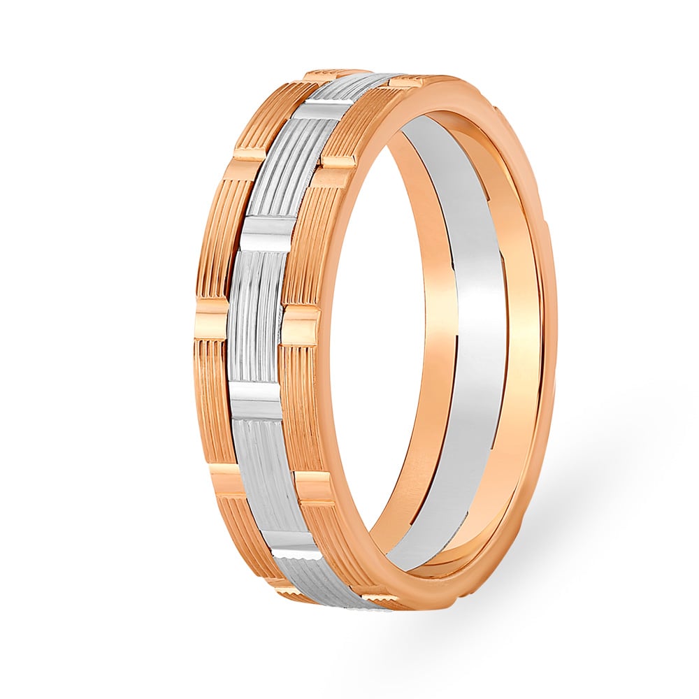 Geometric Platinum and Rose Gold Band for Men,,hi-res image number null