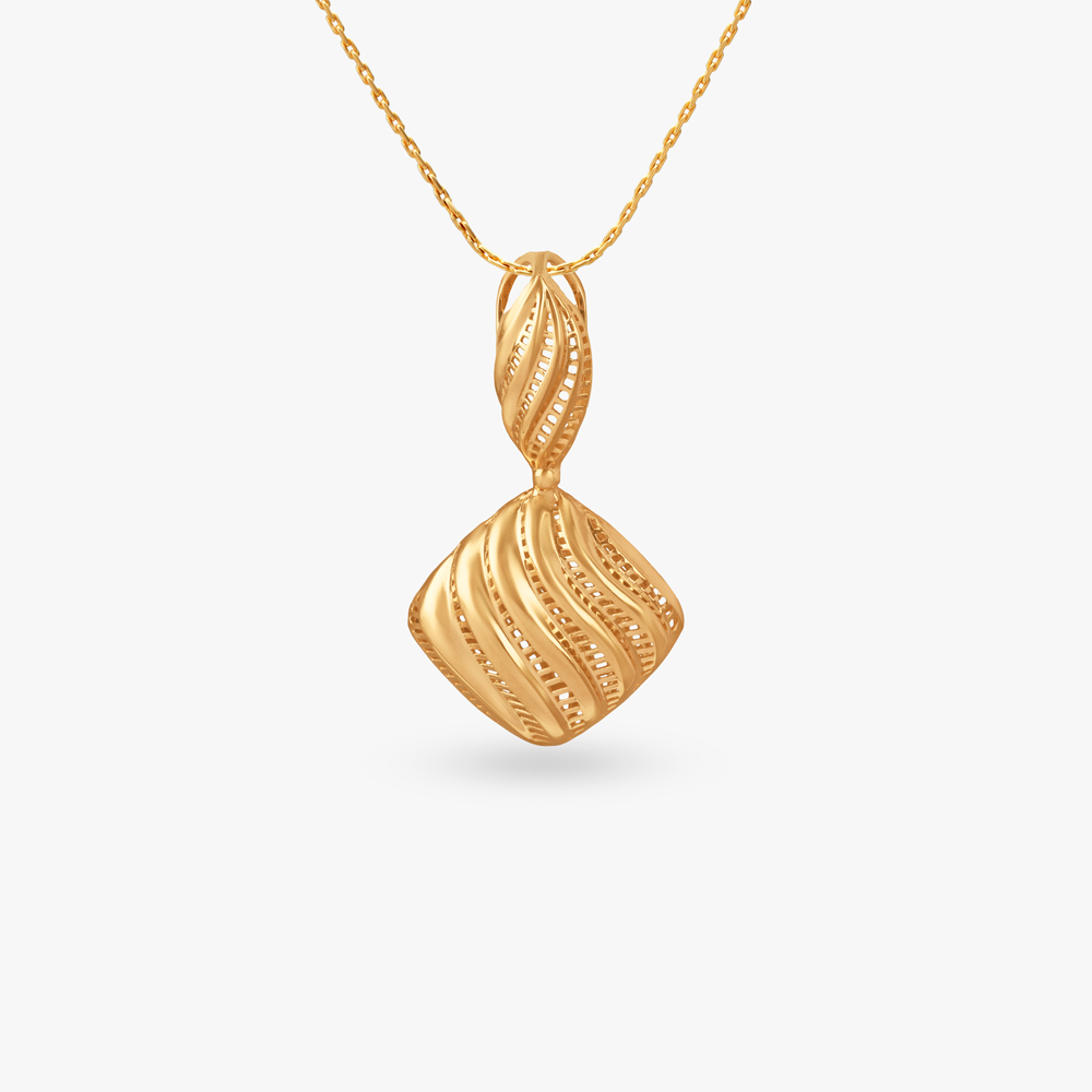 Ripple Form Gold Pendant and Earring Set,,hi-res image number null