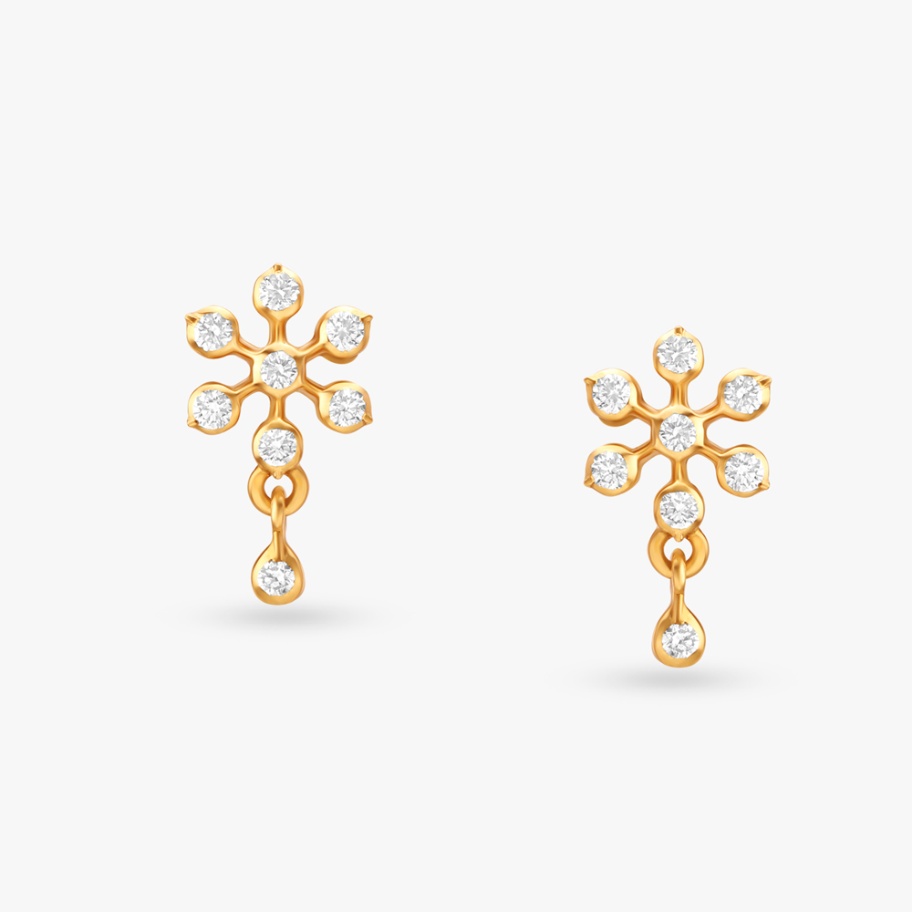 Floral Diamond Drop Earrings,,hi-res image number null