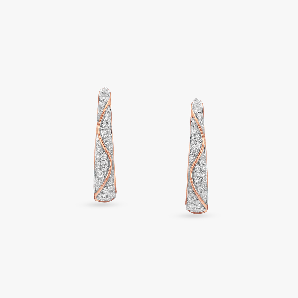 Wave Curve Diamond Hoop Earrings,,hi-res image number null