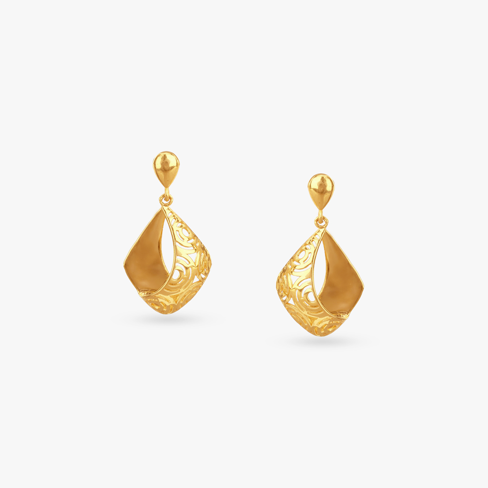 Artistic Filigree Gold Drop Earrings,,hi-res image number null
