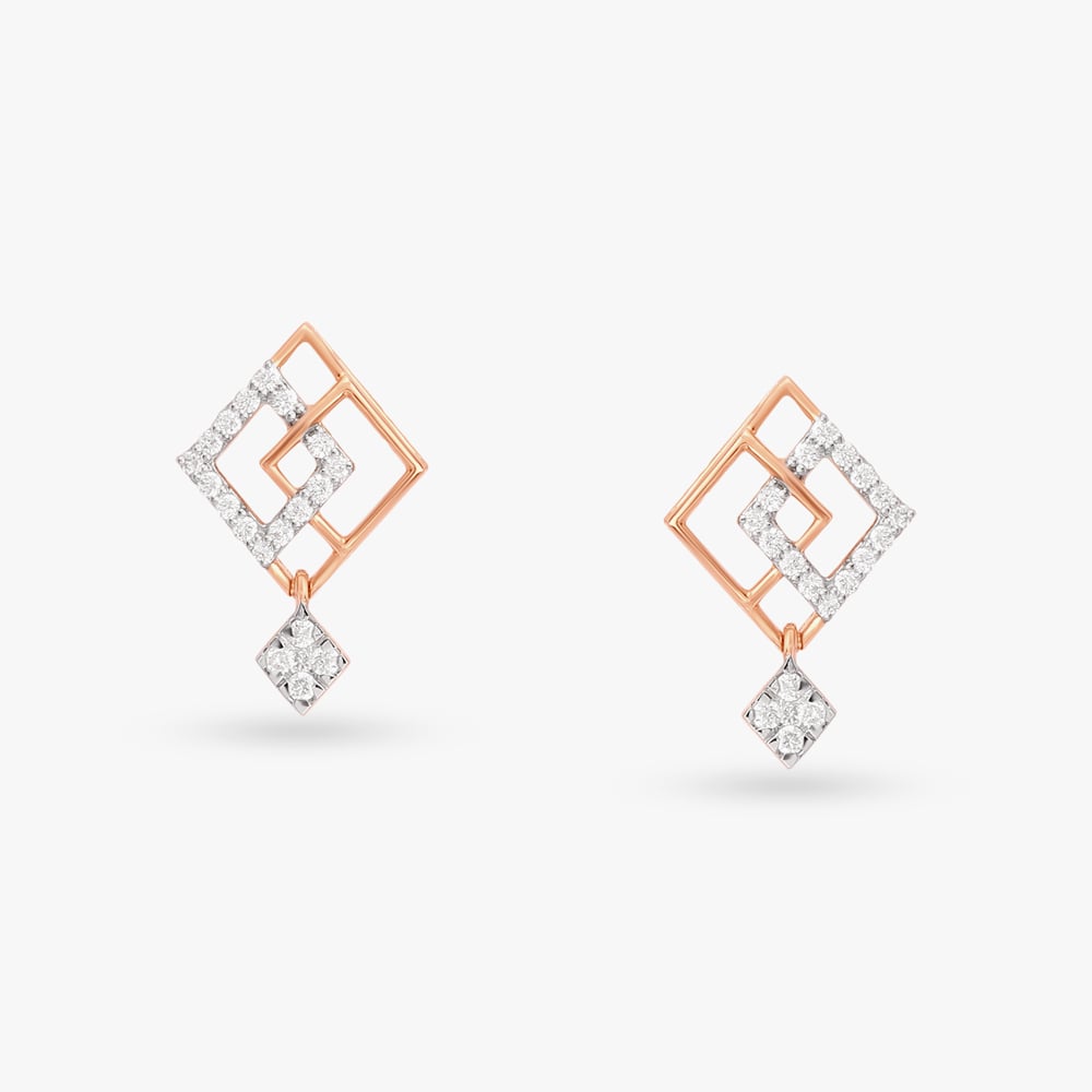 Layered Lattice Diamond Stud Earrings,,hi-res image number null
