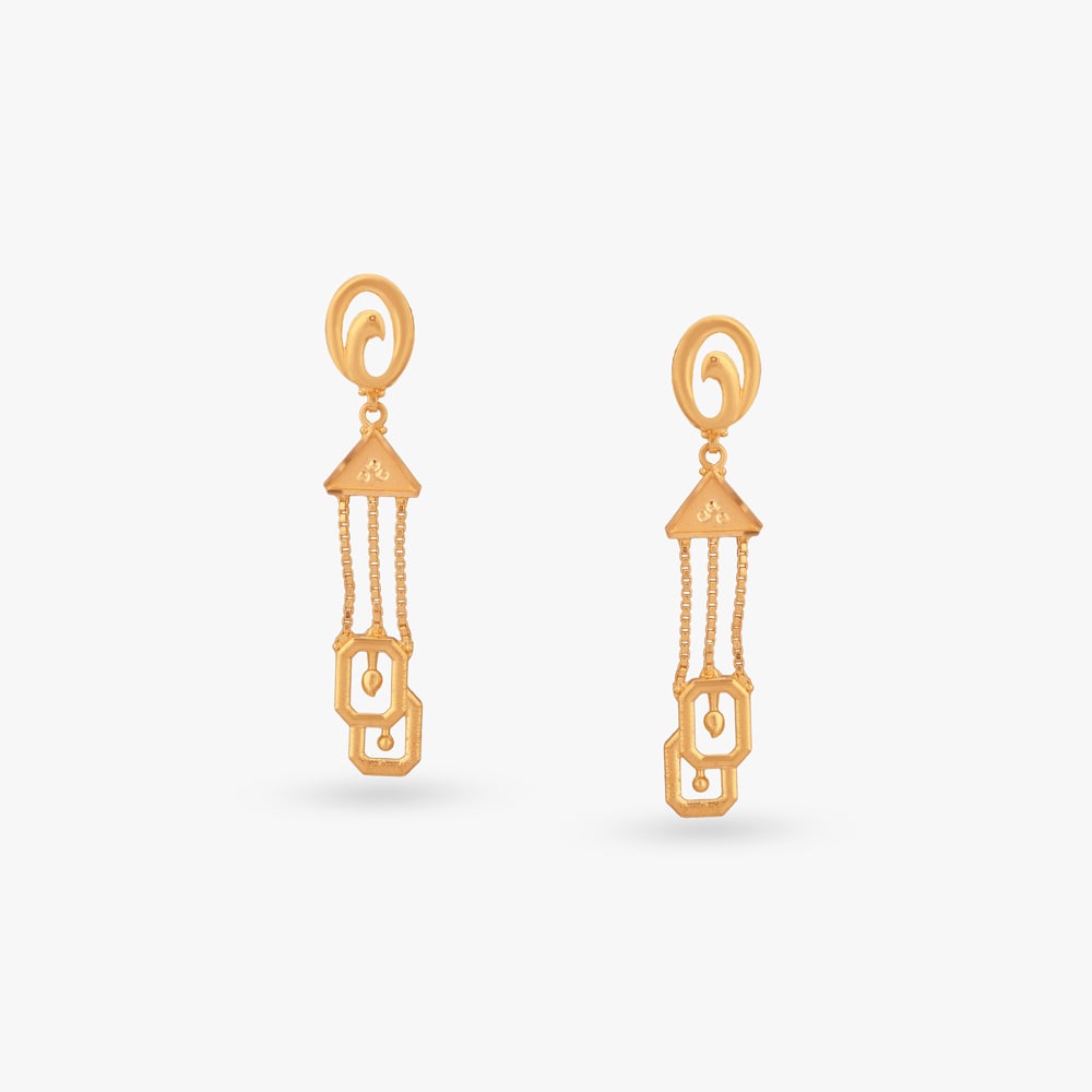 

Geometric Swirl Gold Drop Earrings