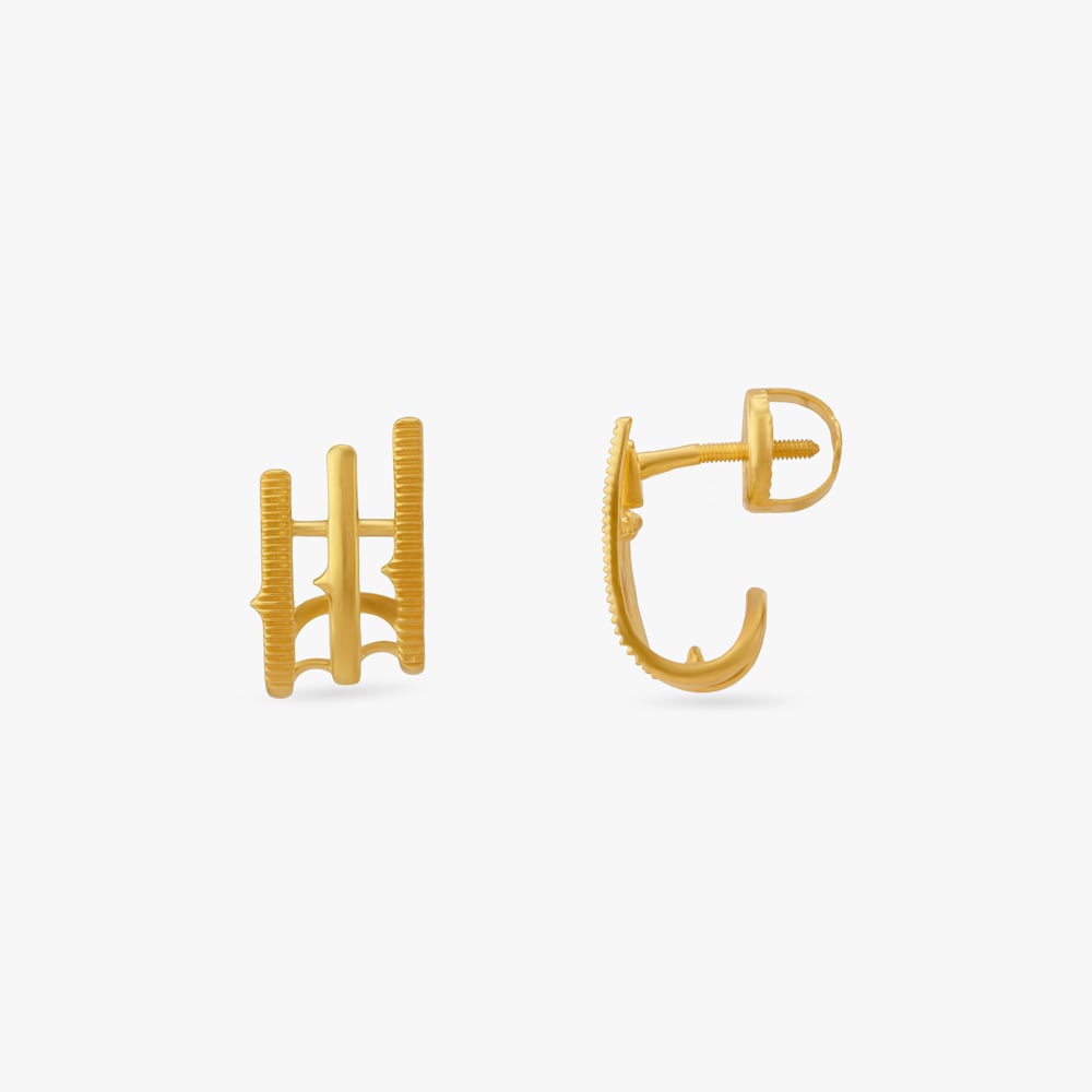 Static Curve Gold Hoop Earrings,,hi-res image number null
