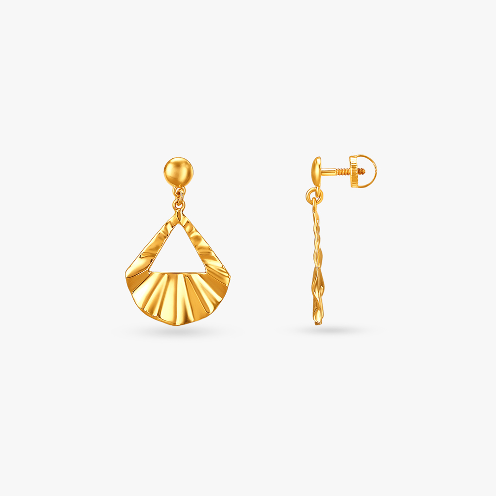 Fan Arc Gold Drop Earrings,,hi-res image number null