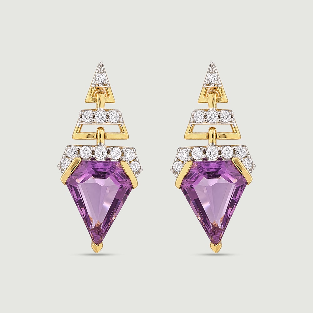 Sleek Radiant Amethyst Drop Earrings,,hi-res image number null
