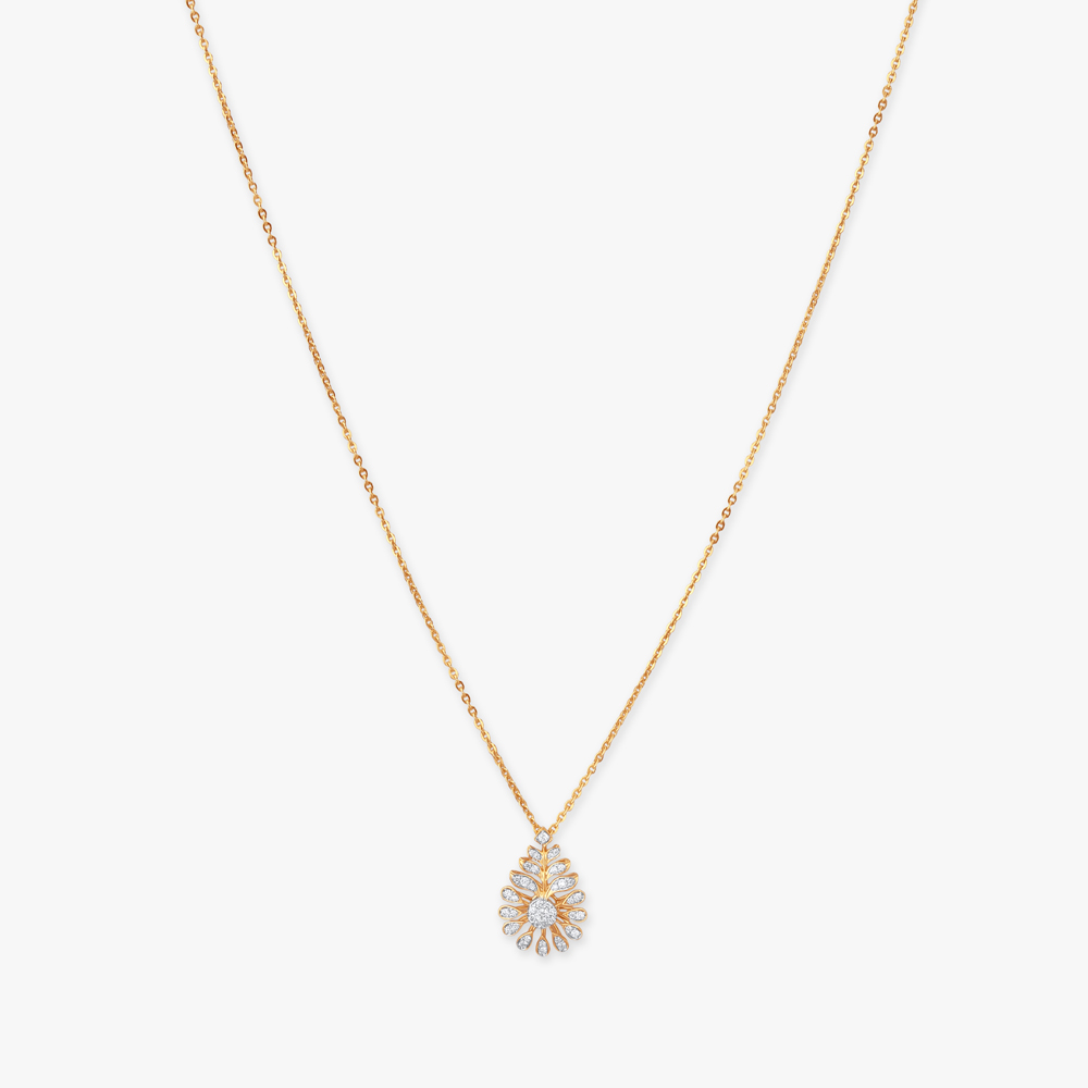 Radiant Leaf Diamond Pendant with Chain,,hi-res image number null