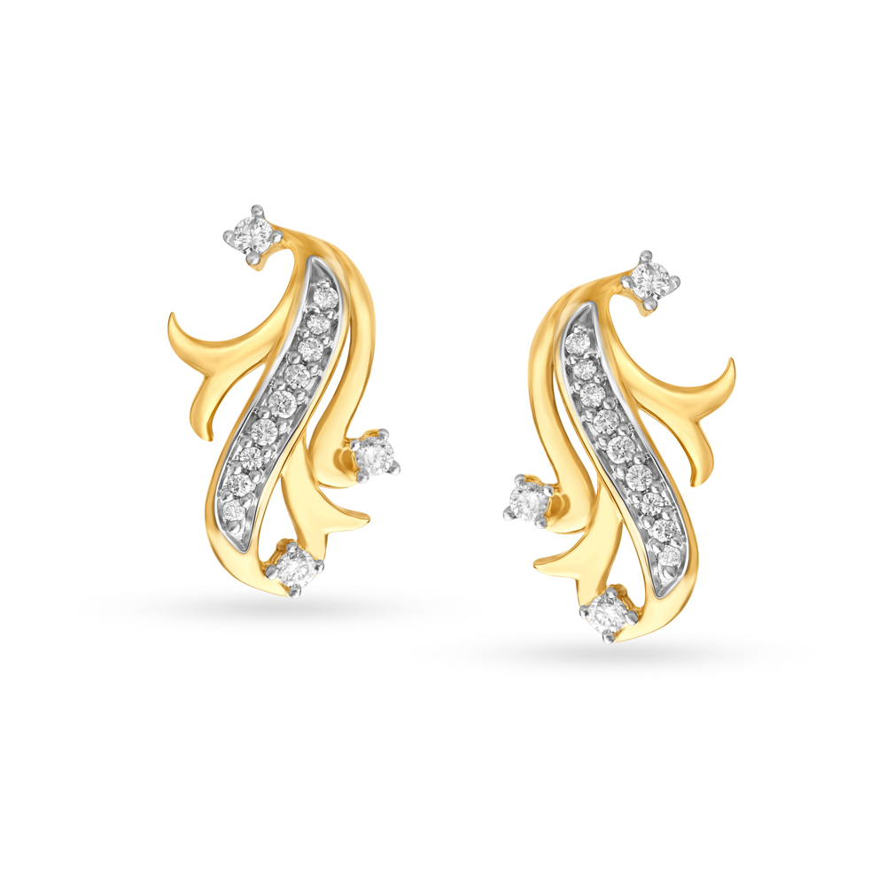 Glittering Gold and Diamond Eternity Stud Earrings,,hi-res image number null