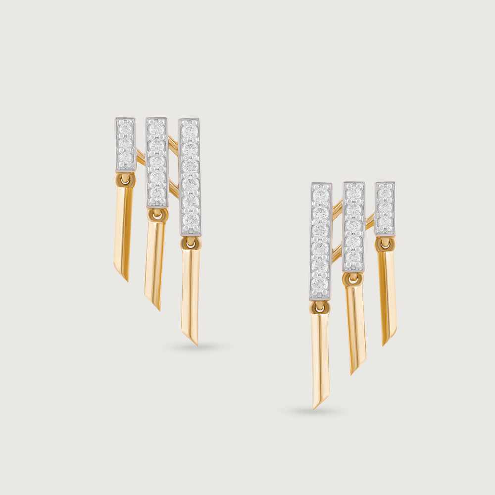 Retro Chic Gold & Diamond Drop Earrings,,hi-res image number null