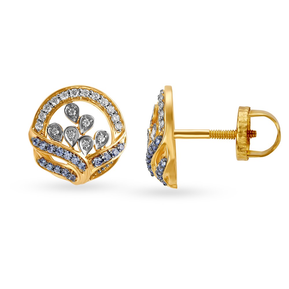 18 Karat Gold Diamond and Sapphire Stud Earrings