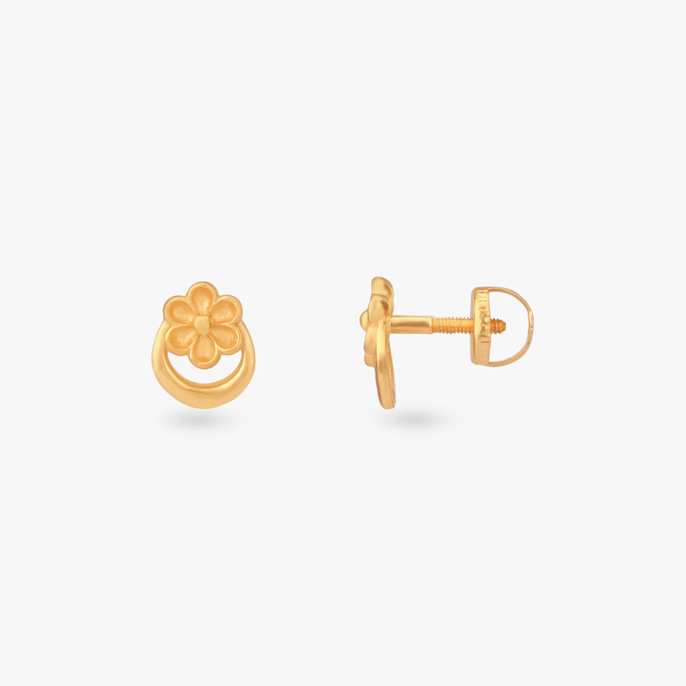 Daisy Blossom Gold Stud Earrings for Kids,,hi-res image number null