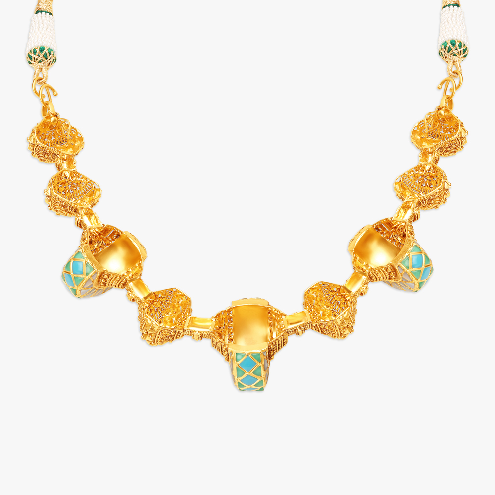 Marvellous Turquoise Badhroom Pattern Necklace Set,,hi-res image number null
