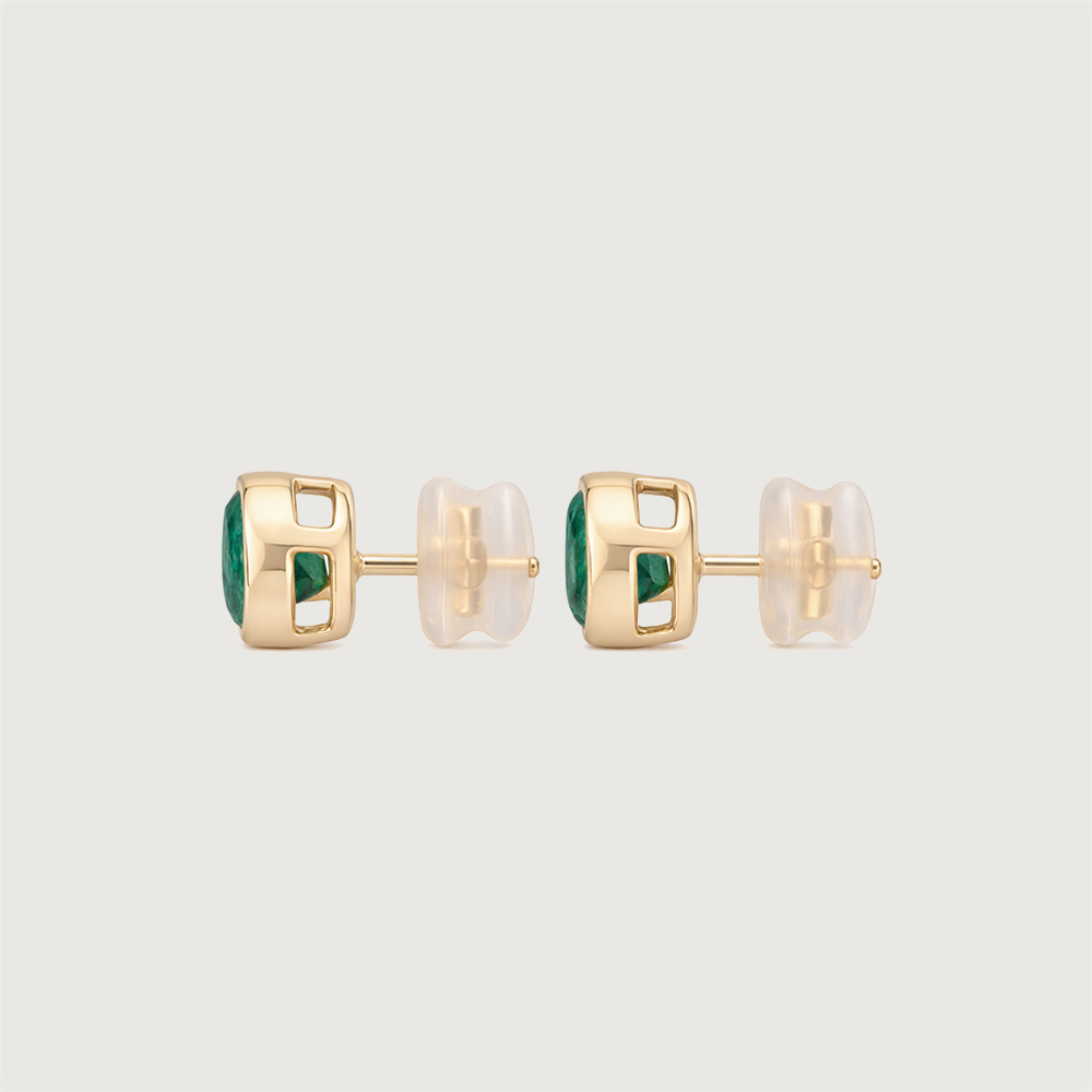 Refined Polished Emerald Gold Stud Earrings,,hi-res image number null