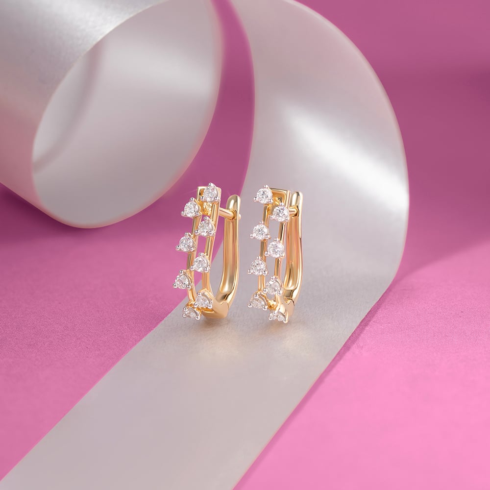 Radiant Luxe Gold & Diamond Hoop Earrings,,hi-res image number null