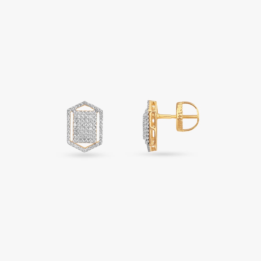 Hexa Shine Diamond Pendant with Chain and Earrings Set,,hi-res image number null