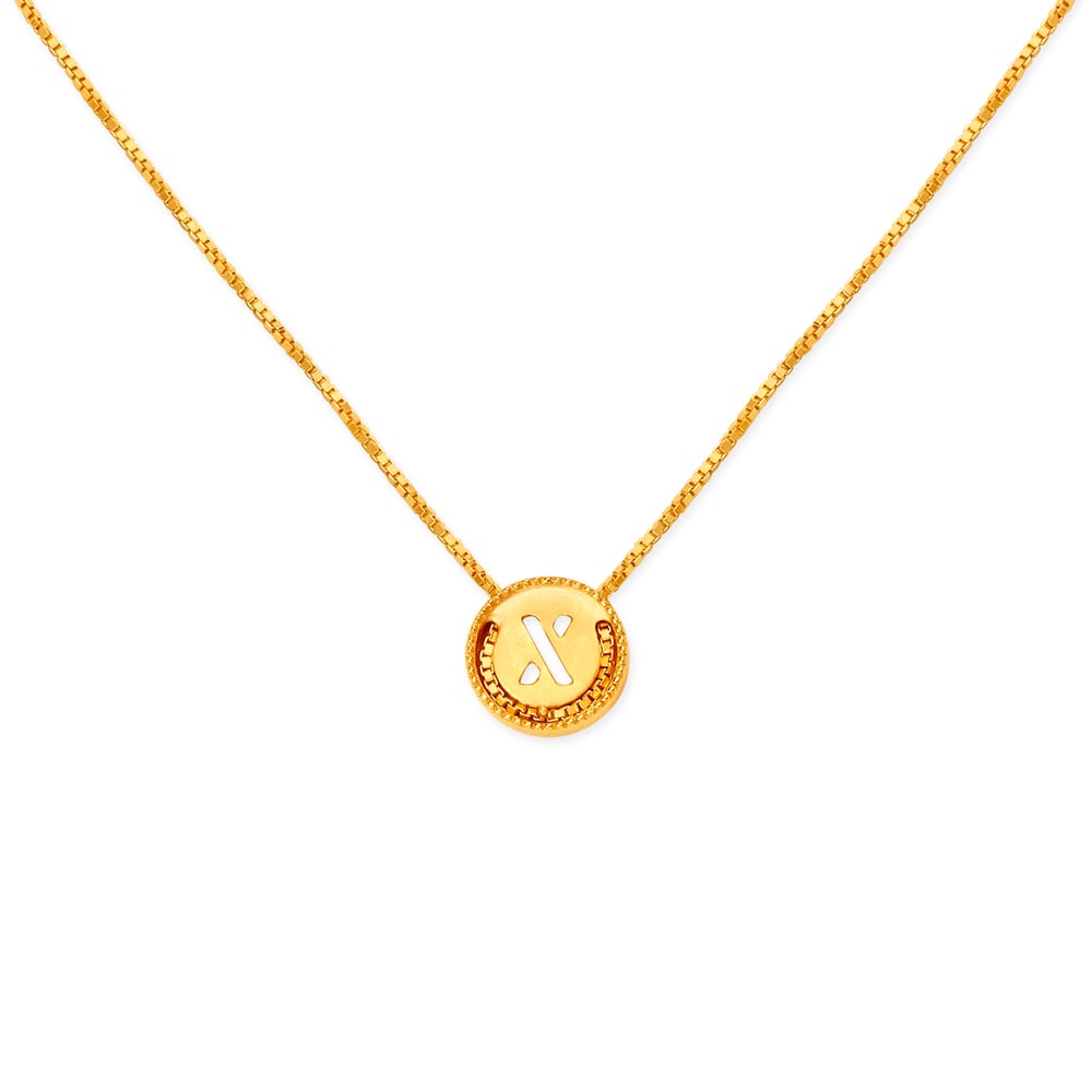 Letter X Gold Pendant with Chain For Kids