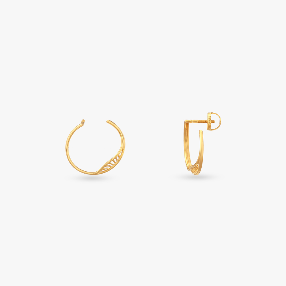 Sunbeam Curve Gold Stud Earrings,,hi-res image number null