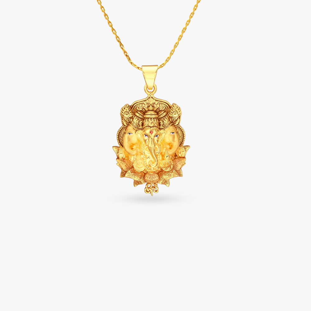 Trimukha Ganesha Gold Pendant,,hi-res image number null