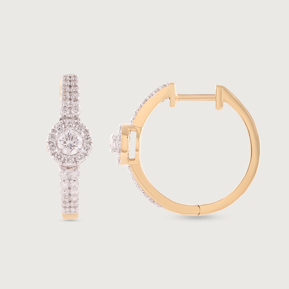 Sparkling Fringe Gold & Diamond Hoop Earrings,,hi-res image number null