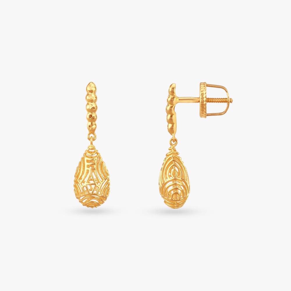 

Sculpted Teardrop Gold Drop Earrings