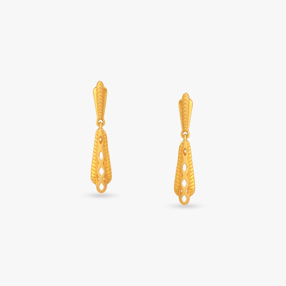 

Carved Chevron Gold Drop Earrings
