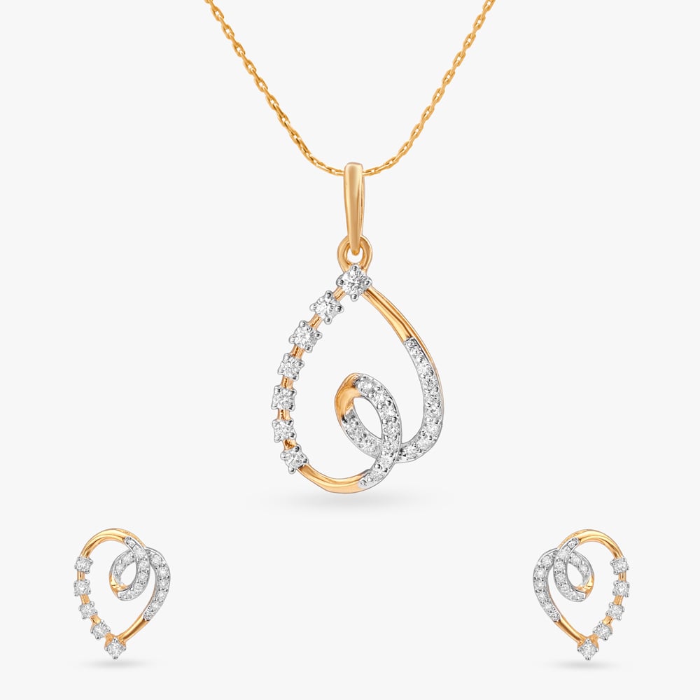 Spiralled Spark Diamond Pendant and Earrings Set,,hi-res image number null