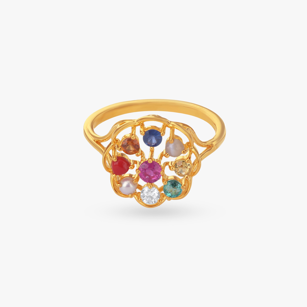 Majestic Navratna Diamond Ring,,hi-res image number null
