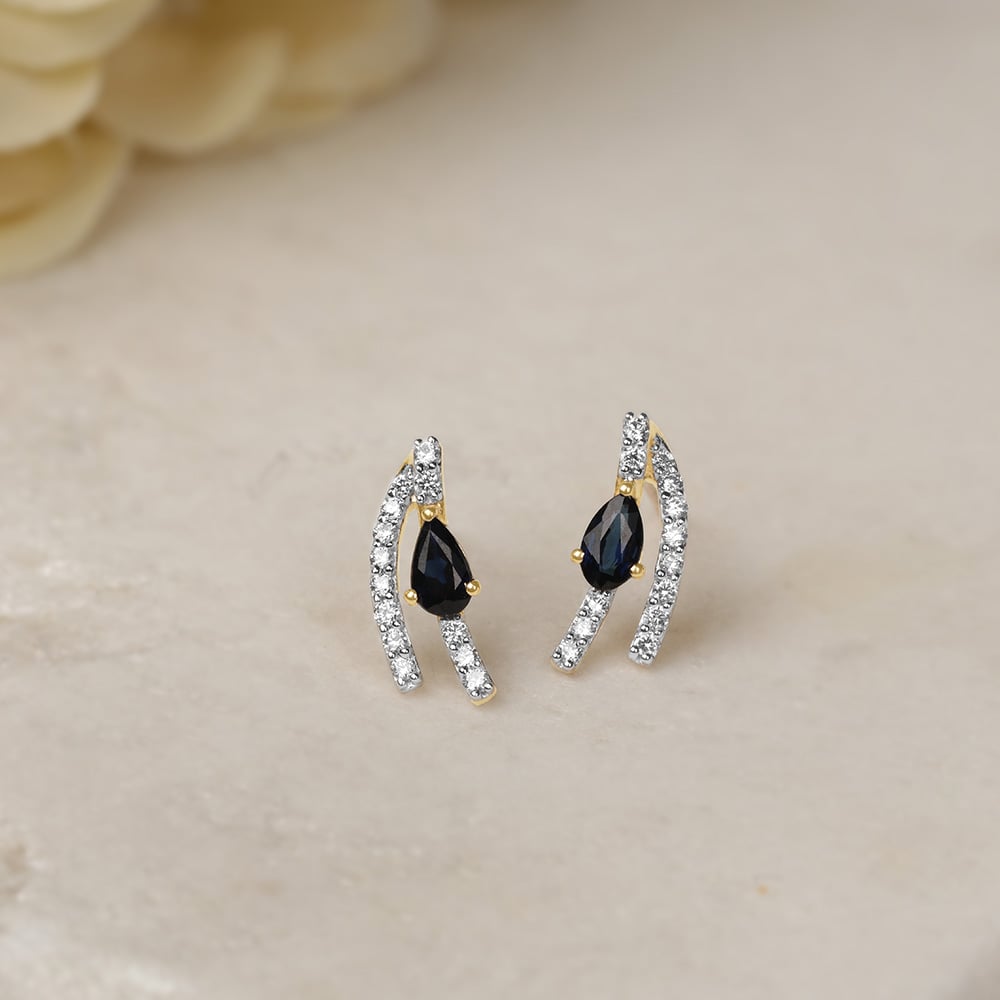 Elegant Cascade 14KT Sapphire & Diamond Earrings,,hi-res image number null