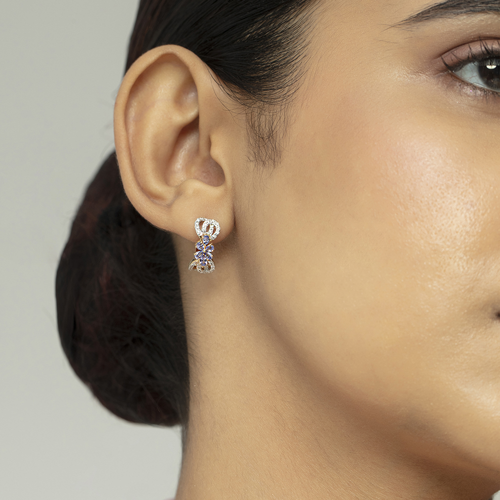 Vintage Chic Gold & Diamond Hoop Earrings,,hi-res image number null