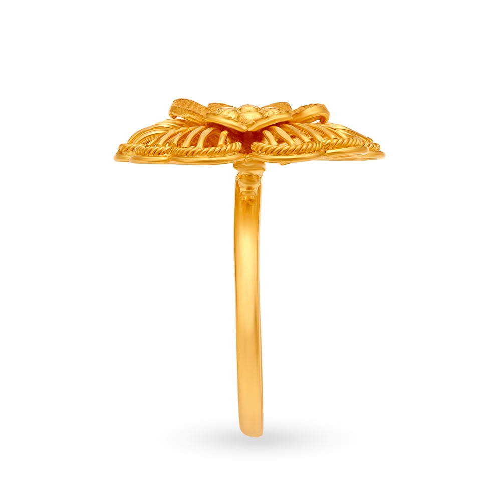Enchanting 22 Karat Yellow Gold Overlapping Flower Finger Ring,,hi-res image number null