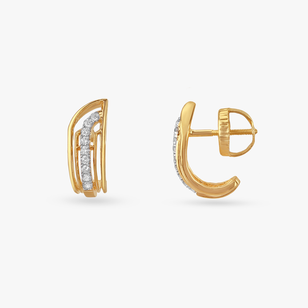 Geometric Cutout Diamond Hoop Earrings,,hi-res image number null