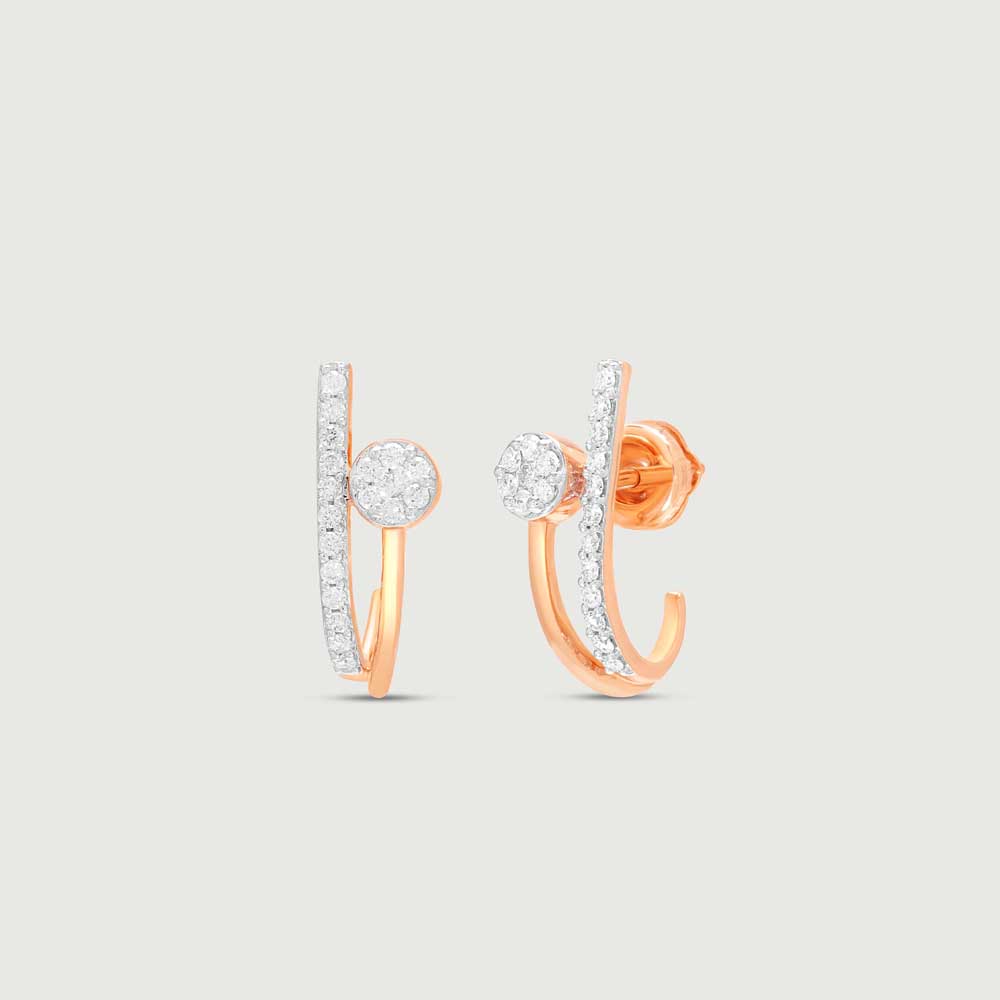 Glam Curve Diamond Hoop Earrings,,hi-res image number null