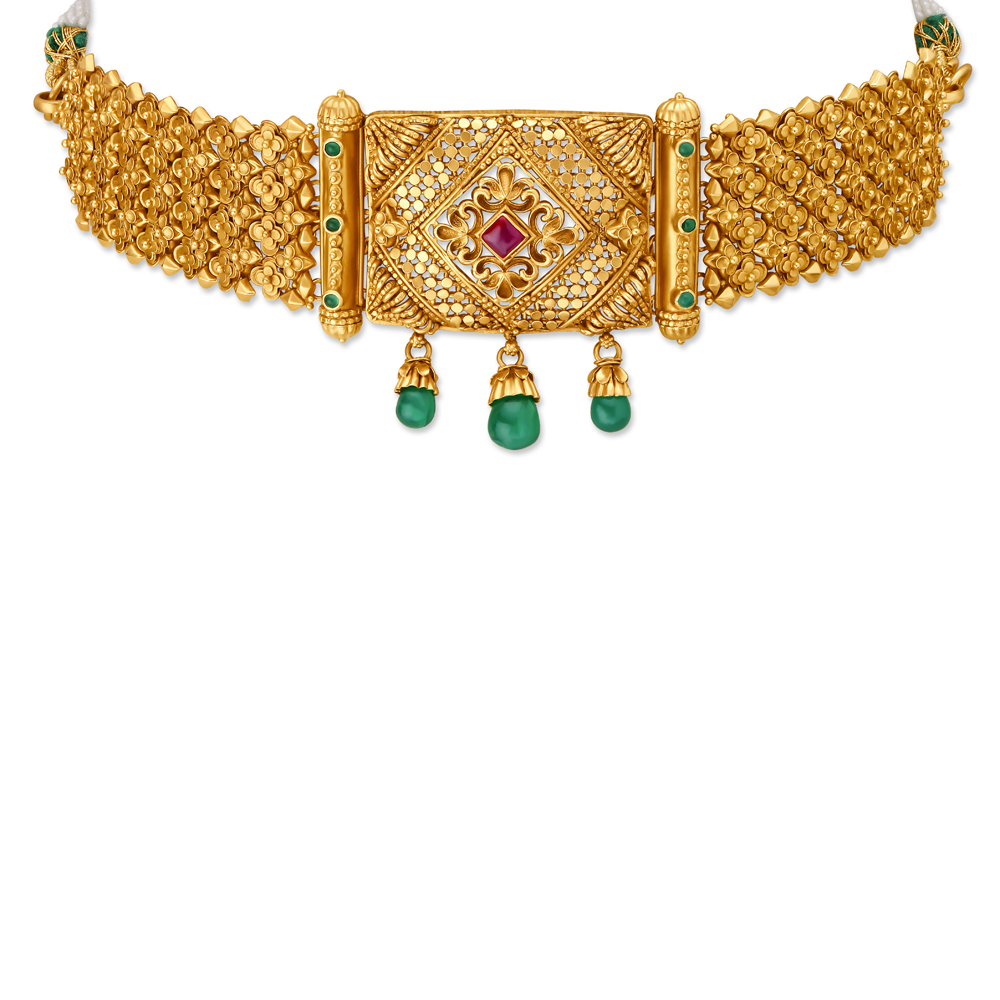 Glorious Floral Gold Necklace Set,,hi-res image number null